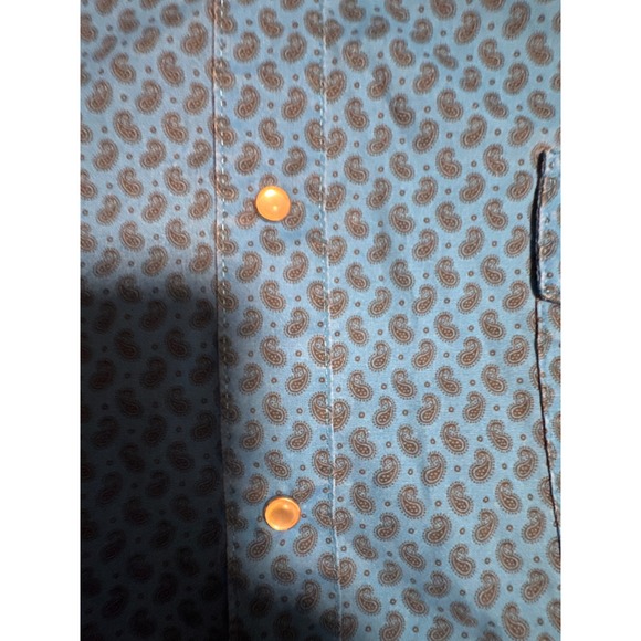 Wrangler Western Shirt Mens 2X Tall Blue Paisley Print Short Sleeve Snap Button - Picture 2 of 4